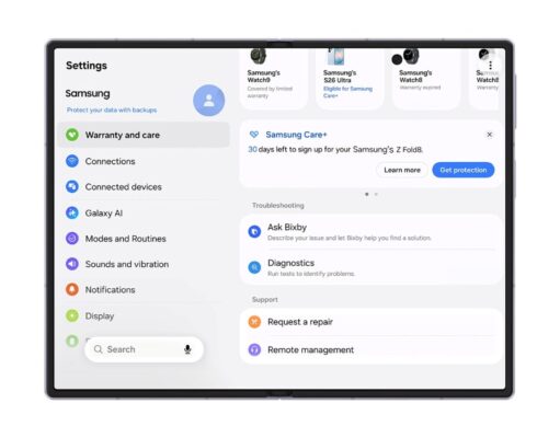Samsung One UI 9 Puts Warranty Checks and Repair Support Right in Settings