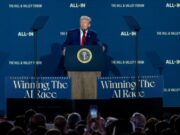 Trump Calls Nvidia CEO Mid-Speech, Dismisses AI Takeover Fears as ‘Hoax’